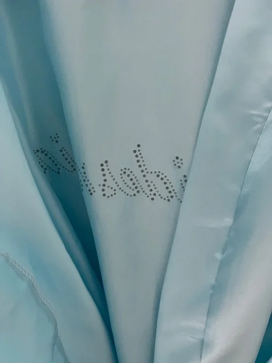 EPLAZA Acid Blue Satin Bridesmaid Rhinestone Robe Kimono Wrap for Women Size O/S - Picture 6 of 17